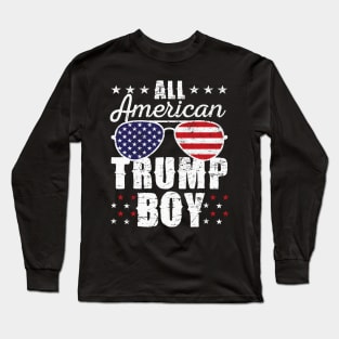 All American Trump Boy Sunglasses US Flag Vote Trump 2024 Long Sleeve T-Shirt